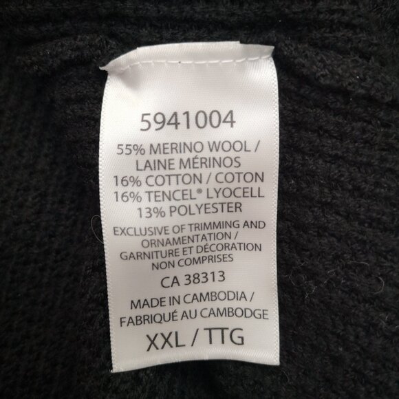 Kersh Ladies Size XXL Black Waffle Knit Merino Wool Blend Round Neck Sweater - Picture 5 of 9